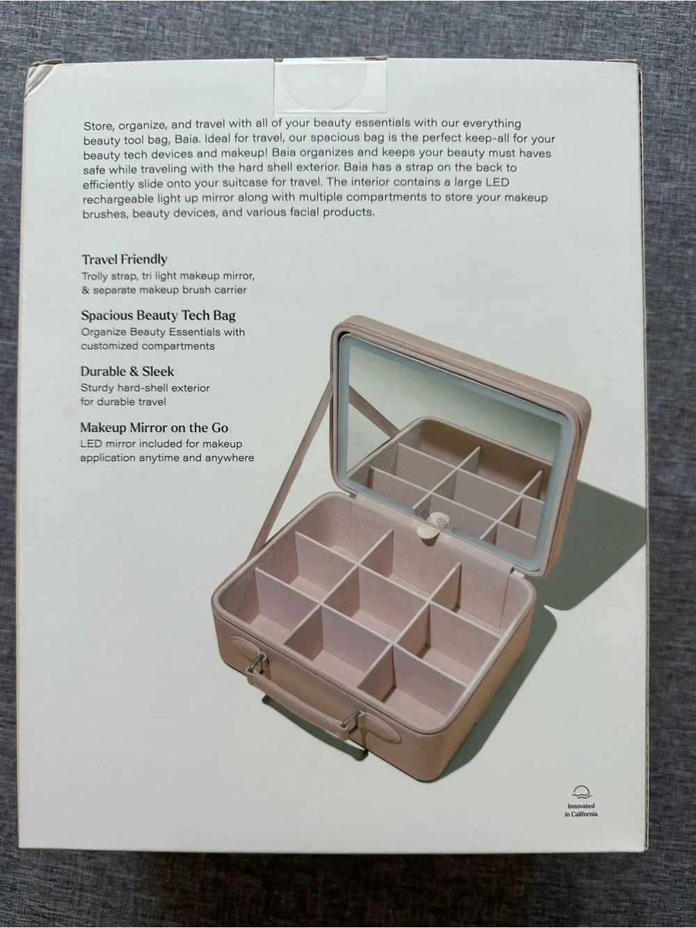 Baia Lighted Makeup Organizer Travel Case in Blush Pink